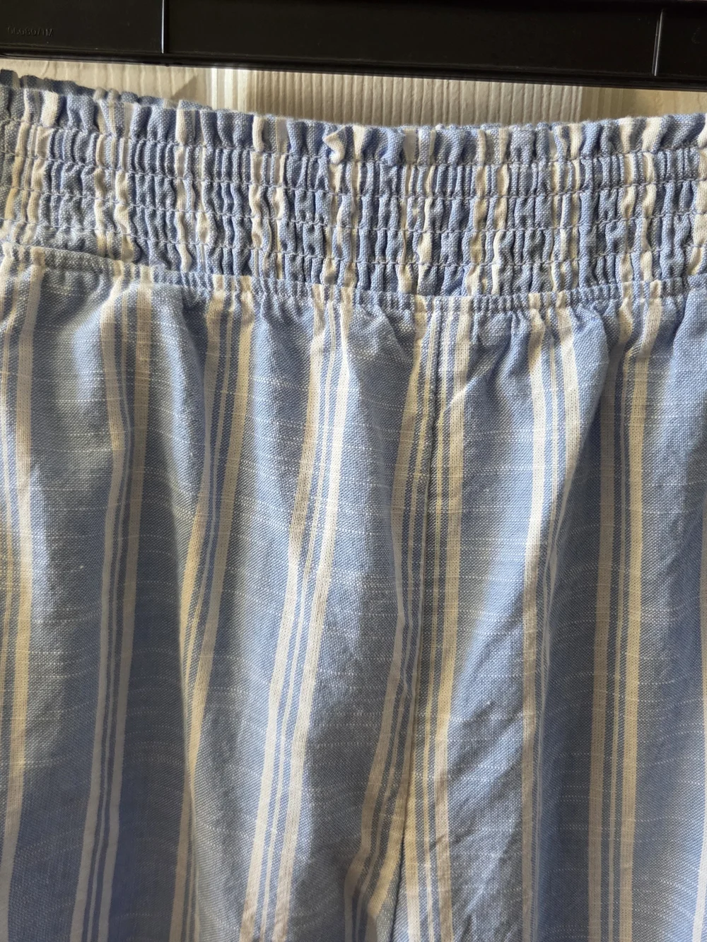 Light Blue & White Striped Tie-Front Crop Top, Pants Set